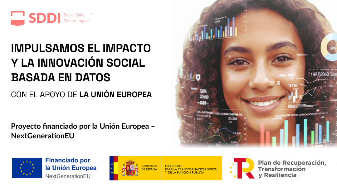 Banner oficial del espacio de datos SDDI sobre el impulso al impacto y la innovación social basada en datos con financiación de la Unión Europea NextGenerationEU para el programa Kit Espacio de Datos.